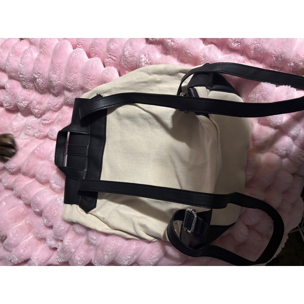 Deux Women's Canvas & Faux Leather Backpack cream Black One Size - Picture 6 of 10